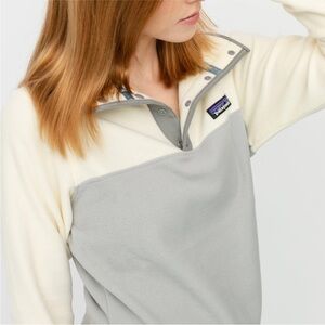 Patagonia Synchilla Snap-T Fleece Pullover Women’s XS Cream & Gray Colorblock